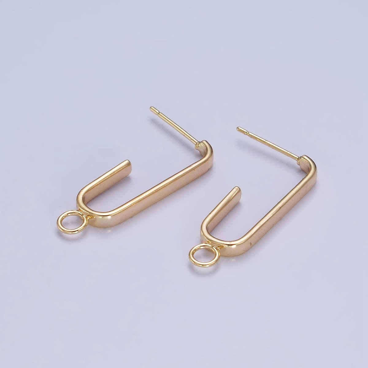 Minimalist Gold Thin J-Shaped Round Loop Hoops Earrings Supply | Z-109 - DLUXCA