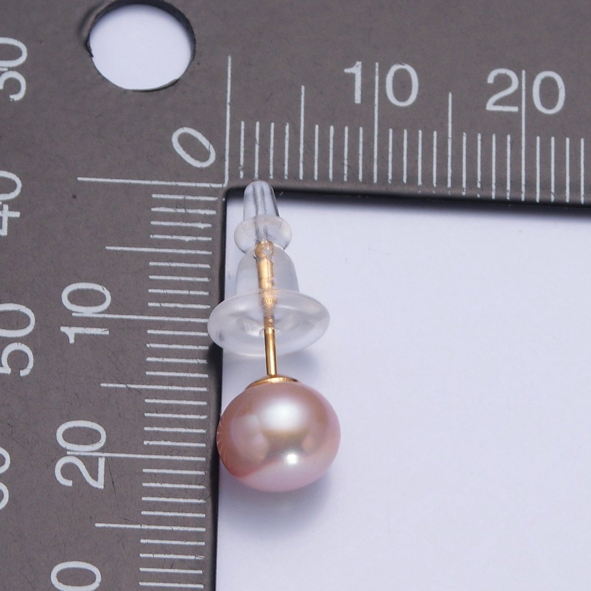 Minimalist Gold/Silver Pearl Stud Earrings | 7.4mm-8mm Round Black White Pink Purple Pearl Stud | Bridal Graduation Streetwear Jewelry | T-375 ~ T-379 V-399 - DLUXCA