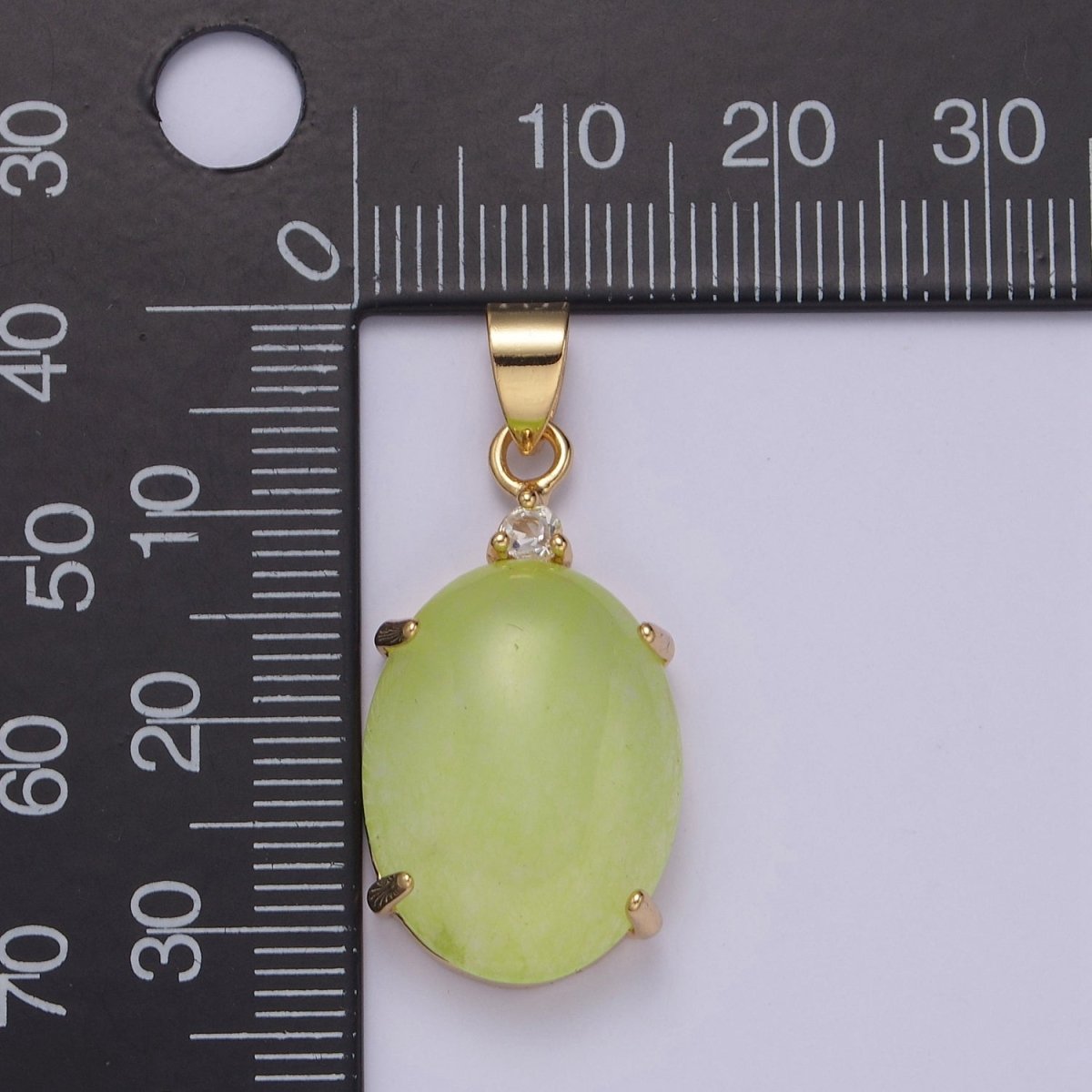 Minimalist Green Oval Lucky jade pendant Charm for Necklace W-643 W-644 - DLUXCA
