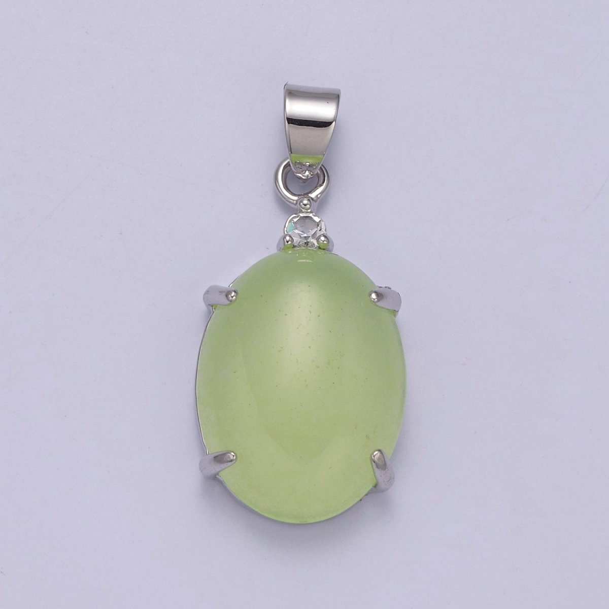 Minimalist Green Oval Lucky jade pendant Charm for Necklace W-643 W-644 - DLUXCA
