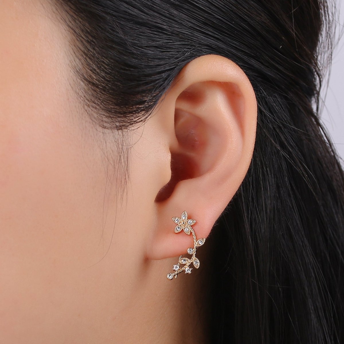 Minimalist Jasmine Ear Crawlers | Ear Climbers | Bridesmaid Earrings | Ear Crawler | Bridesmaid Gift |Mother’s Day Gift P-003 - DLUXCA