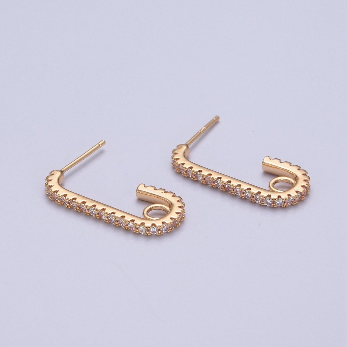 Minimalist Micro Pave U Shaped Open Hoops Stud Earrings L-837 - DLUXCA