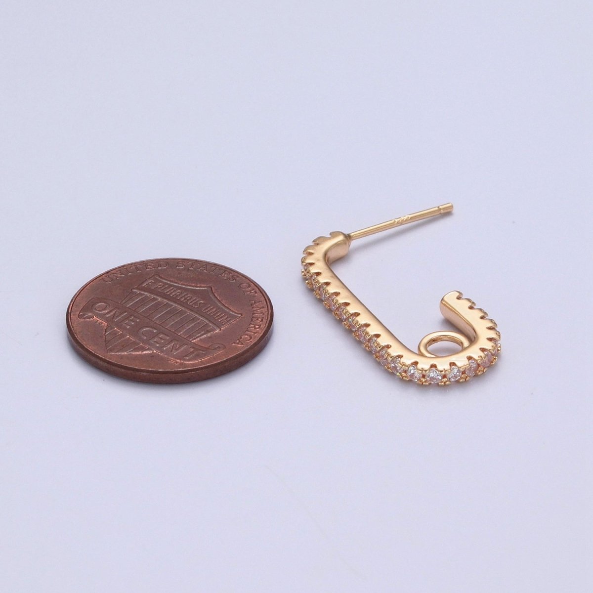 Minimalist Micro Pave U Shaped Open Hoops Stud Earrings L-837 - DLUXCA