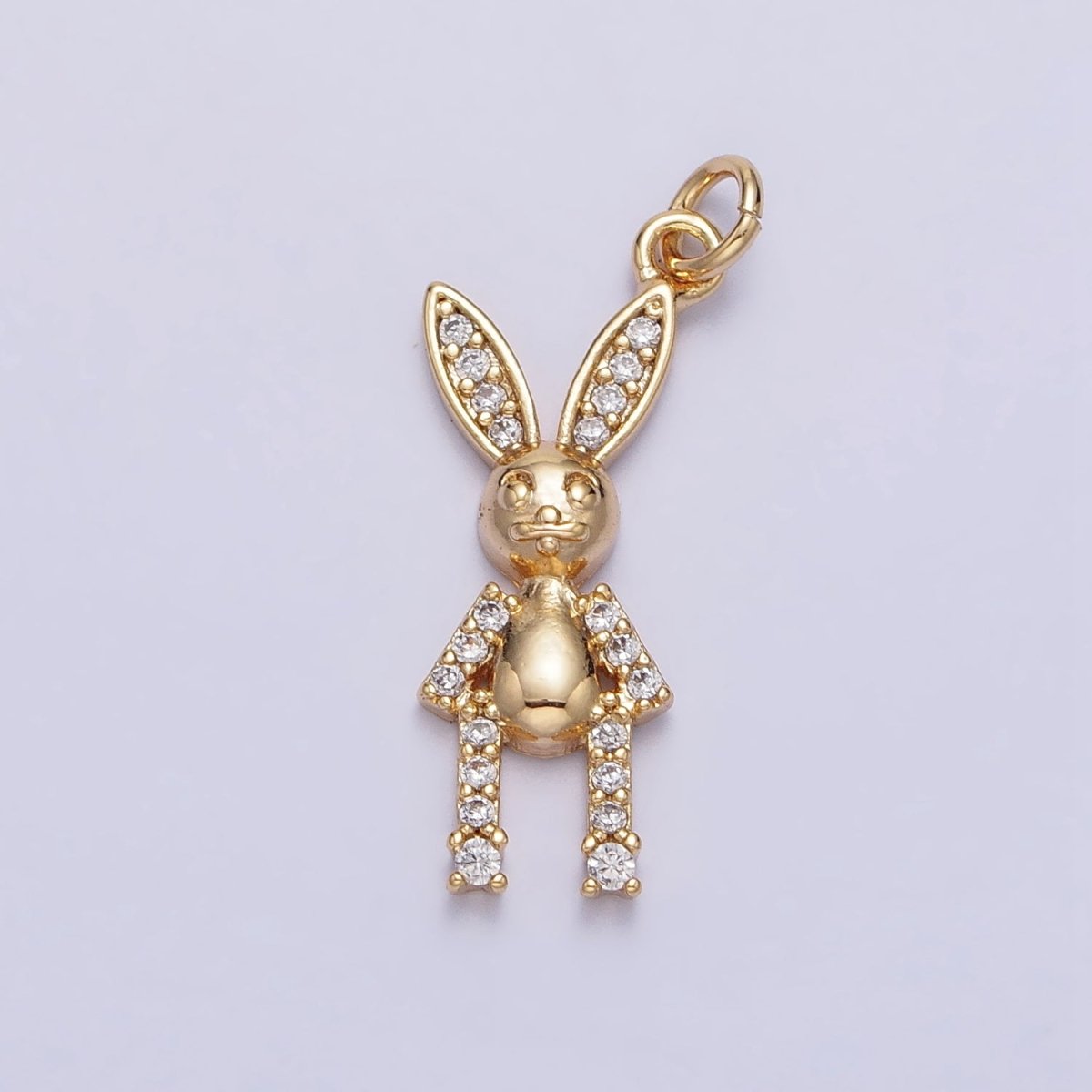 Minimalist Micro Paved CZ Rabbit Bunny Animal Add-On Charm in Gold & Silver | AC232 AC233 - DLUXCA