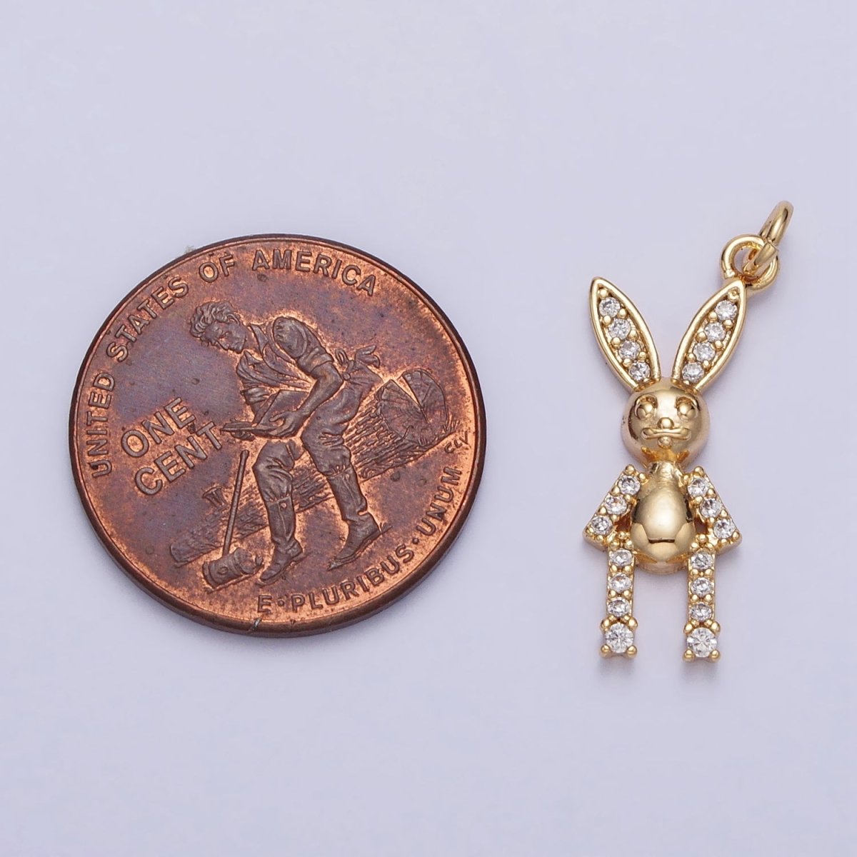 Minimalist Micro Paved CZ Rabbit Bunny Animal Add-On Charm in Gold & Silver | AC232 AC233 - DLUXCA