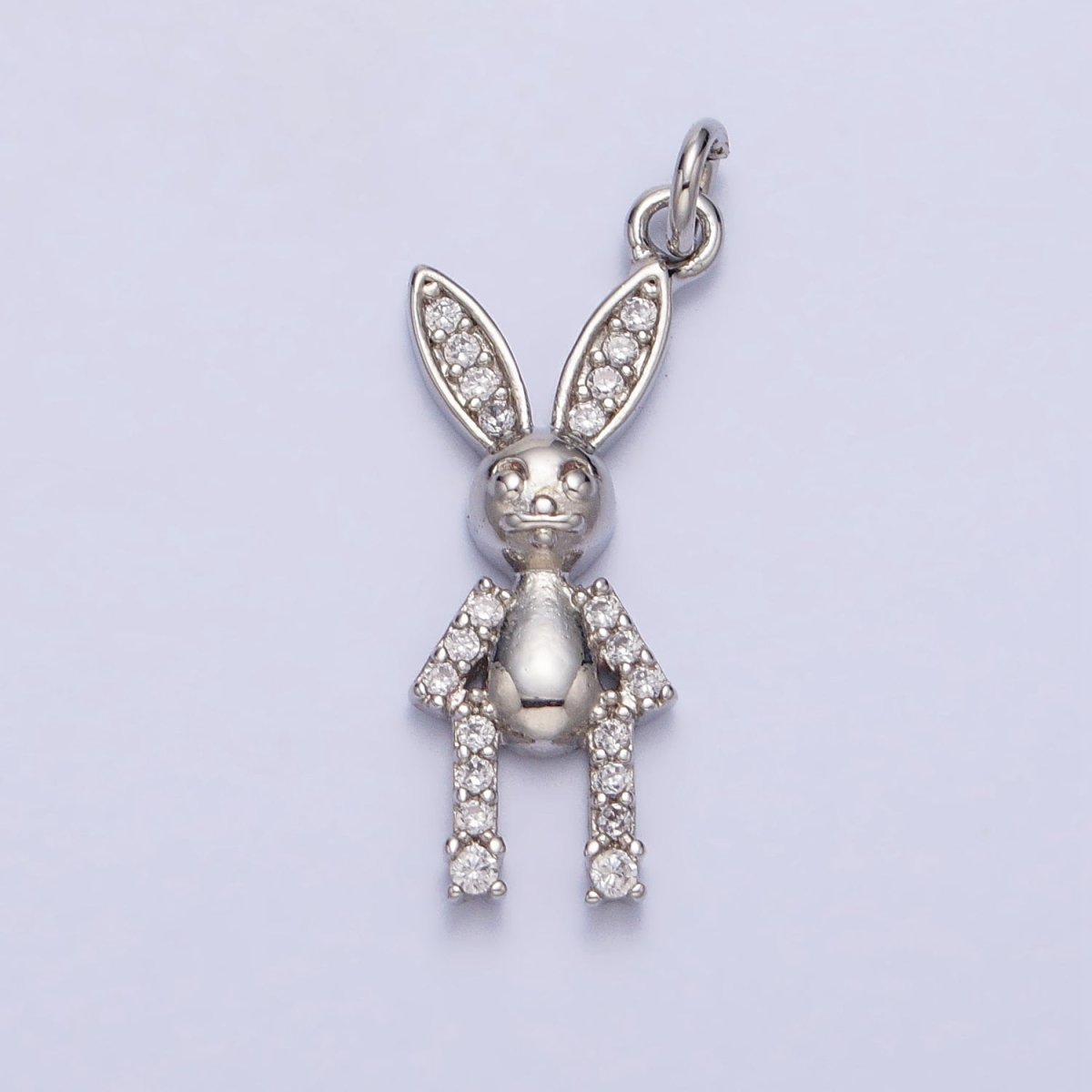 Minimalist Micro Paved CZ Rabbit Bunny Animal Add-On Charm in Gold & Silver | AC232 AC233 - DLUXCA