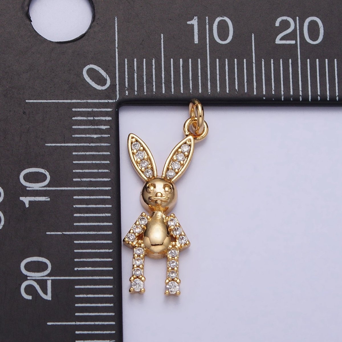 Minimalist Micro Paved CZ Rabbit Bunny Animal Add-On Charm in Gold & Silver | AC232 AC233 - DLUXCA