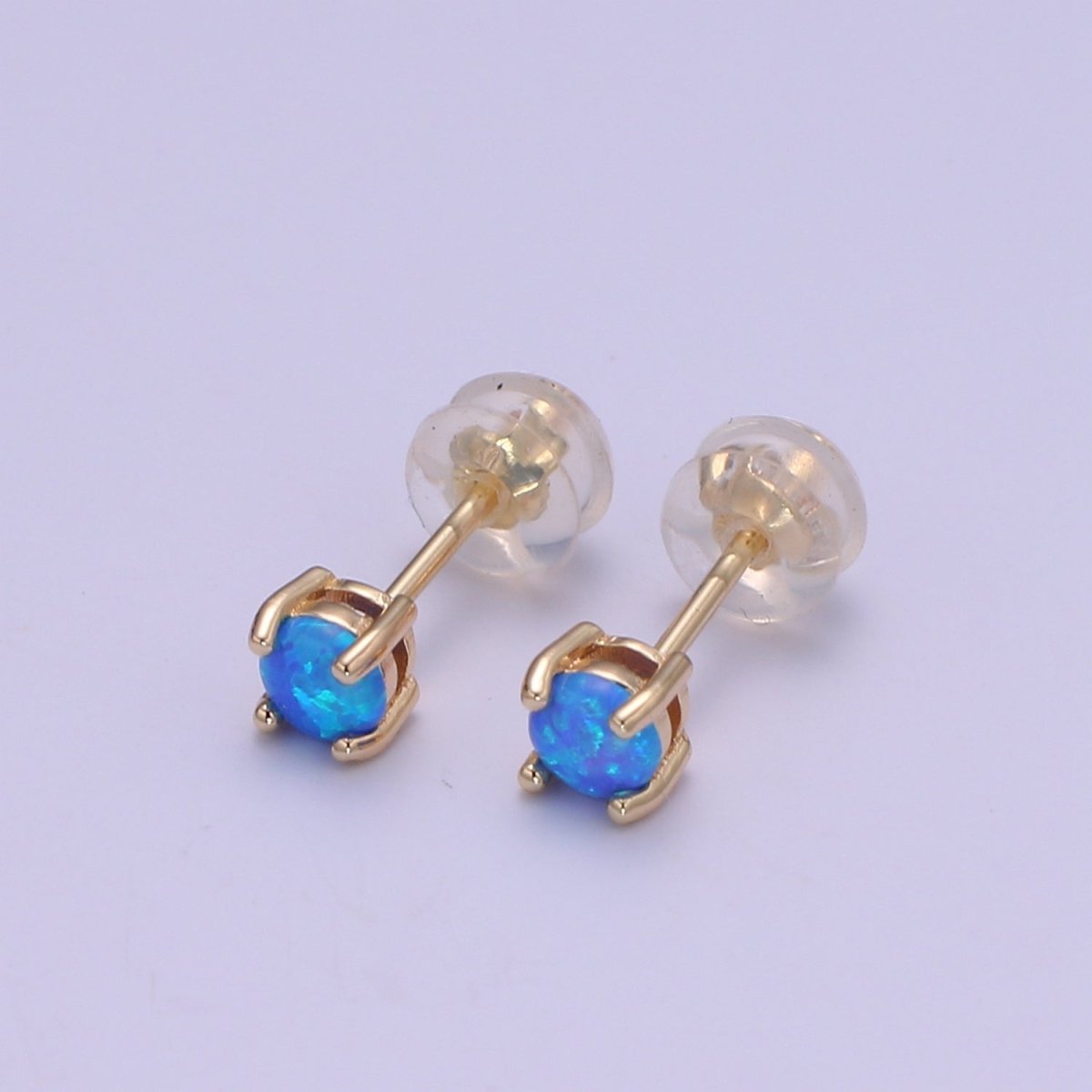 Minimalist Opal Stud Earrings in 18k Gold Filled Earring Pink Blue White Opal, Tiny Circle Dot Jewelry Dainty Stud Earring for gift P-073~P-075 - DLUXCA