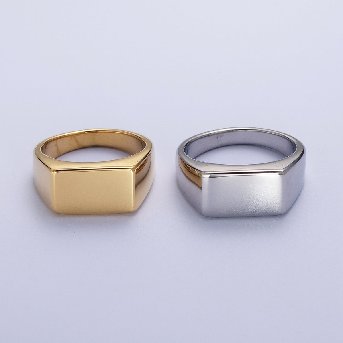 Minimalist Rectangular Signet Stainless Steel Ring in Gold & Silver | O-2009~ O-2012 - DLUXCA