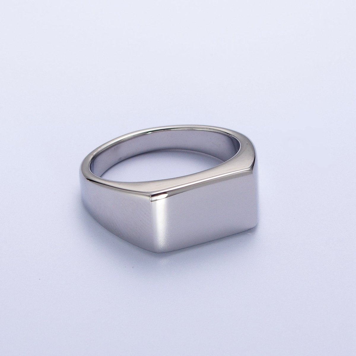 Minimalist Rectangular Signet Stainless Steel Ring in Gold & Silver | O-2009~ O-2012 - DLUXCA