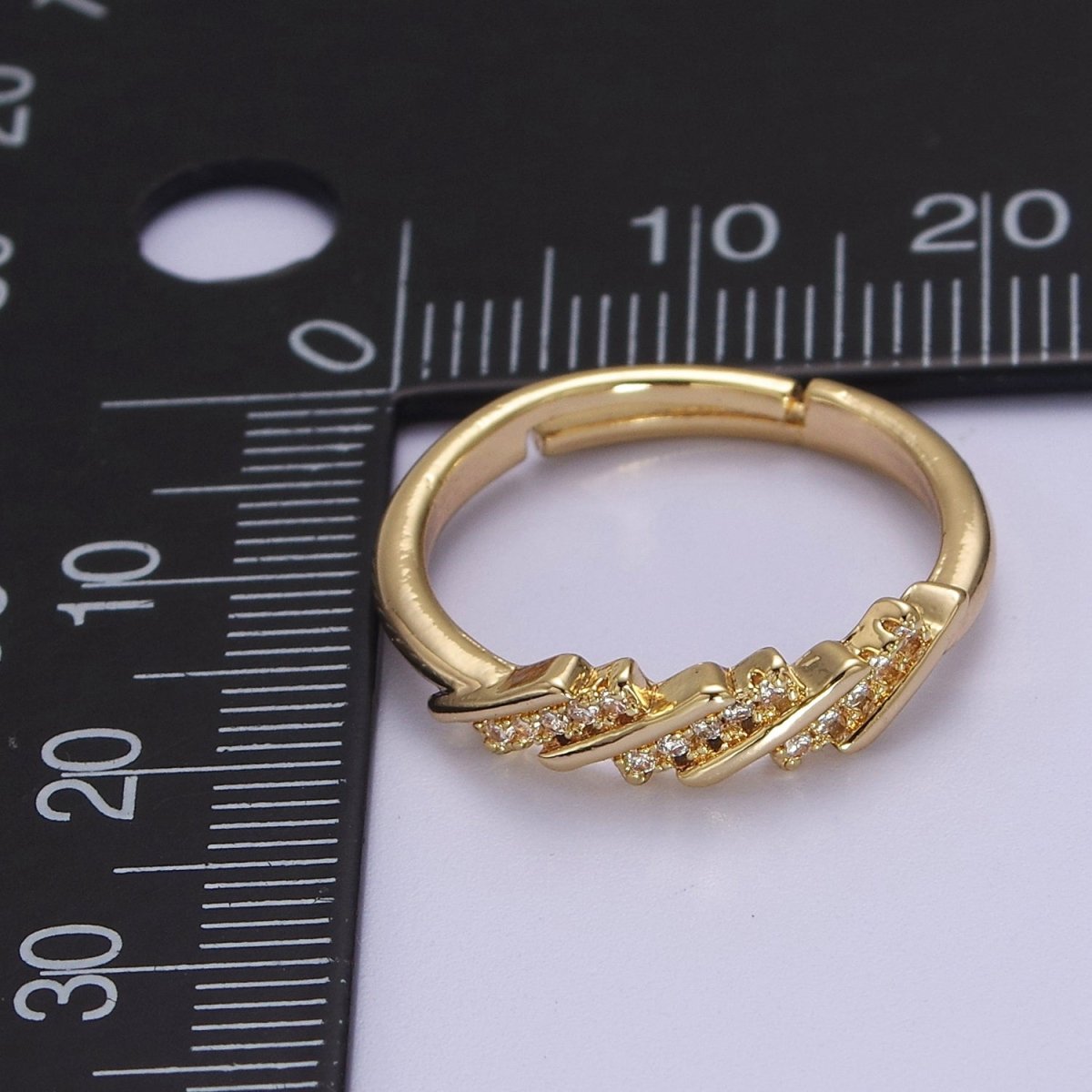Minimalist Rings Clear CZ Stacking Jewelry Gold Filled Band ring Adjustable S-528 - DLUXCA