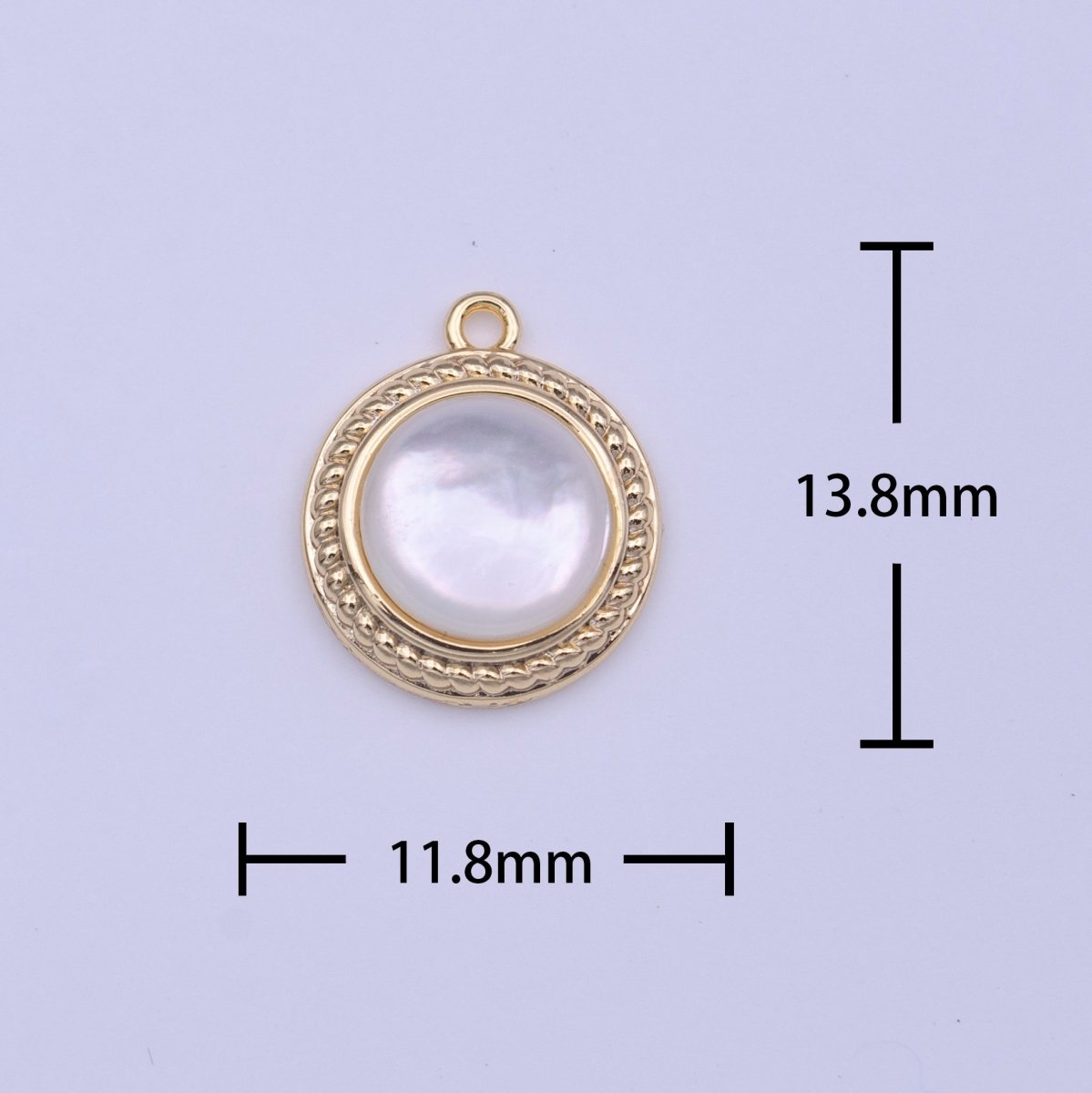 Minimalist Round Shell Pearl Braided Gold Charm | C-452 - DLUXCA