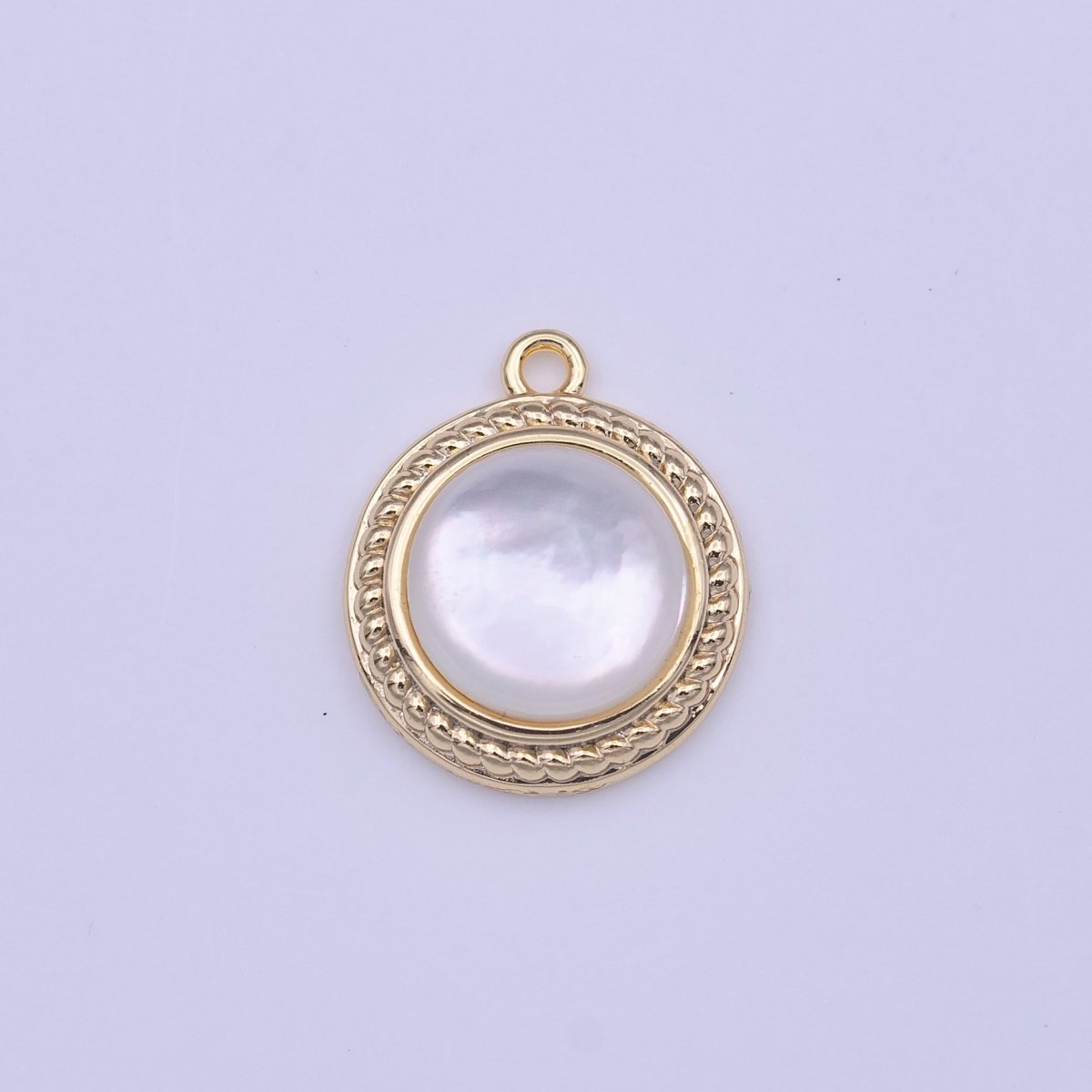 Minimalist Round Shell Pearl Braided Gold Charm | C-452 - DLUXCA