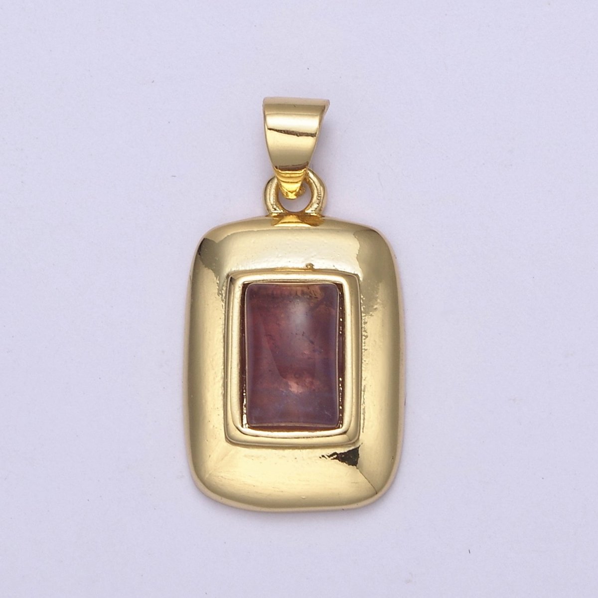 Minimalist Square Geometric Tag Purple Amethyst Charm Natural Gemstone Beads For Necklace Pendant H-622 - DLUXCA