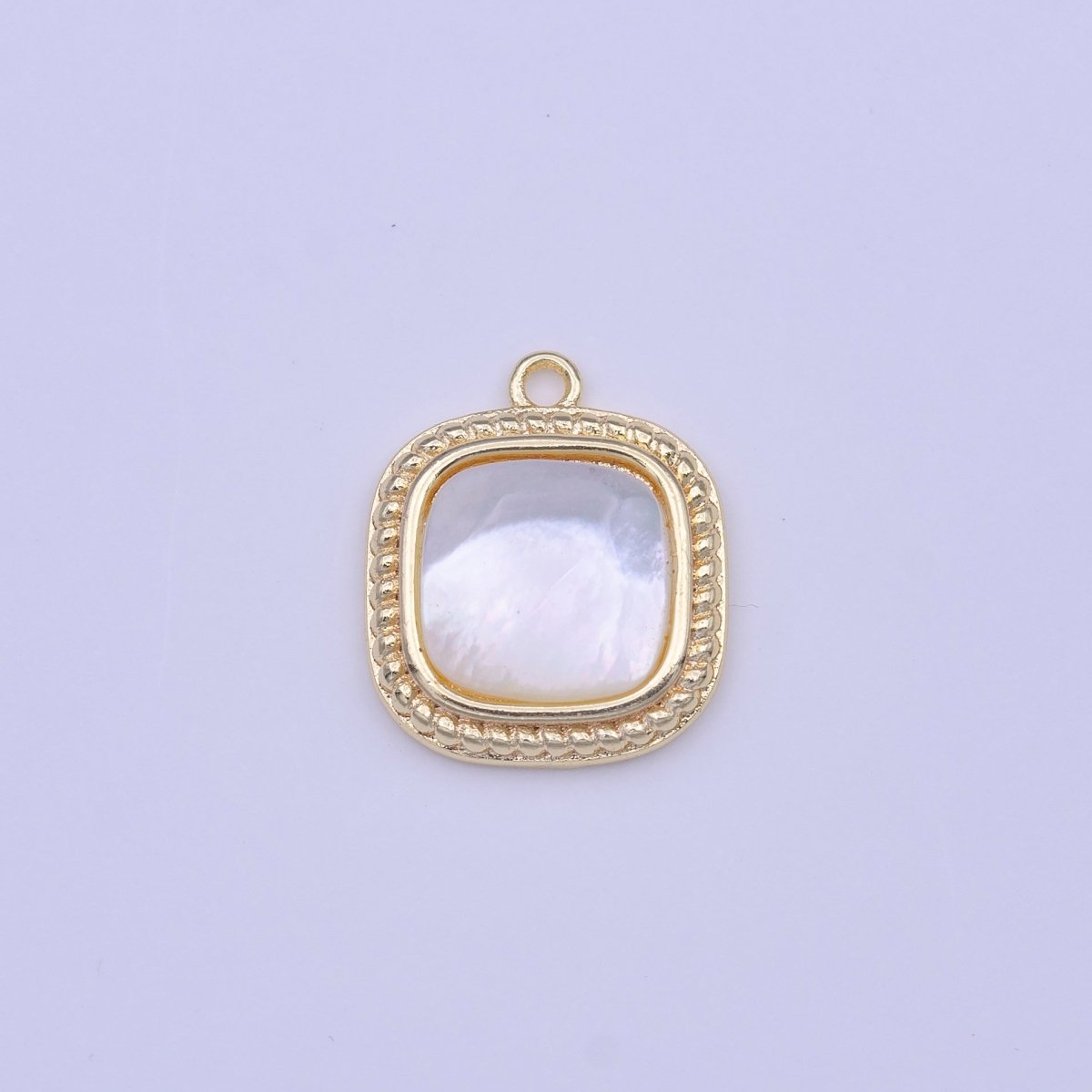 Minimalist Square Shell Pearl Braided Gold Charm | C-430 - DLUXCA