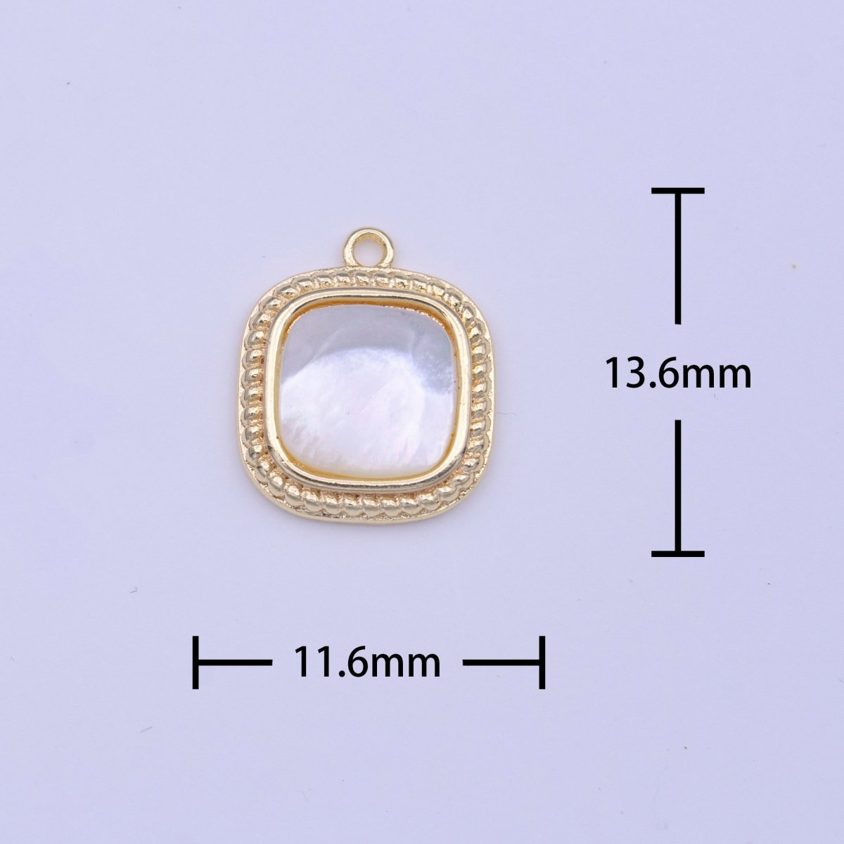 Minimalist Square Shell Pearl Braided Gold Charm | C-430 - DLUXCA