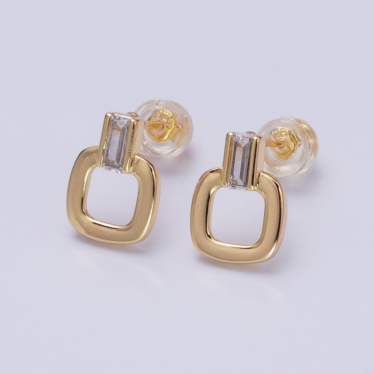 Minimalist Square Stud Earrings, Silver and Gold Modern Geometric Stud Earrings AB641 AB642 - DLUXCA