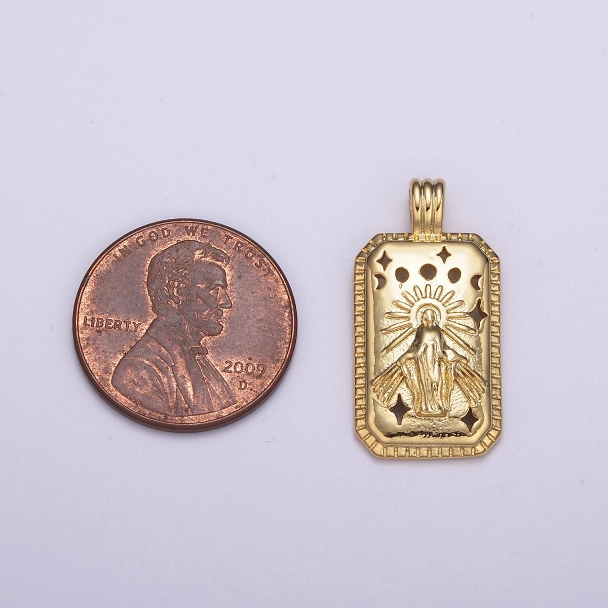 Miraculous Lady Medallion Pendant Tag Tile Virgin Mary Religious Charm N-519 - DLUXCA