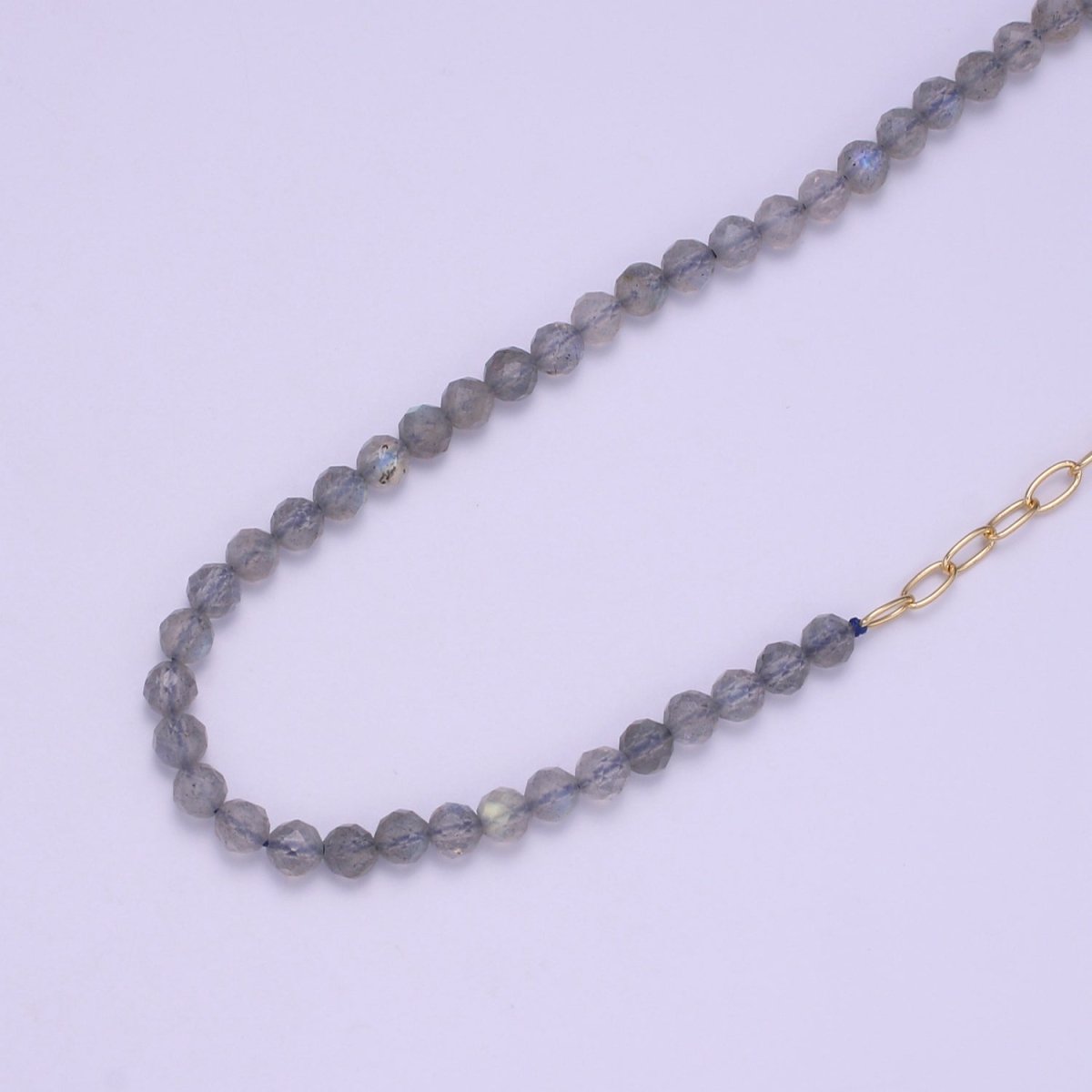Mixed Chain Necklace, Fused Labradorite Beads necklace w/ 14k Gold Filled Necklace, Cable Link Chain Necklace, Unique Dainty Necklace | WA-030 Clearance Pricing - DLUXCA