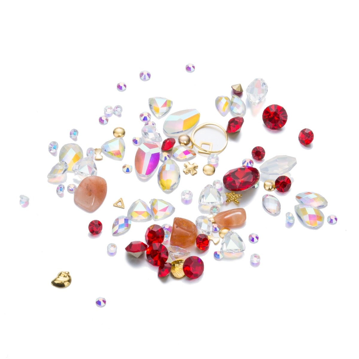 Mixed Crystal - Crystal AB, Bright Red Light Siam Crystal and Yellow Topaz Crystal - DLUXCA