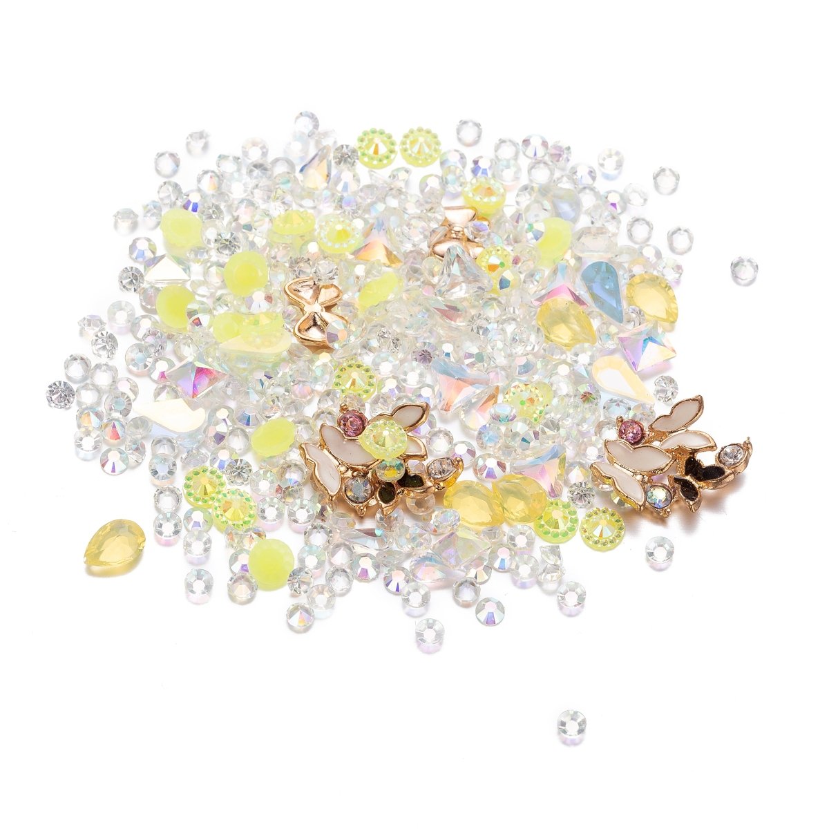 Mixed Crystal - Crystal AB, Yellow Crystal and Butterfly Nail Art DÃ©cor - DLUXCA