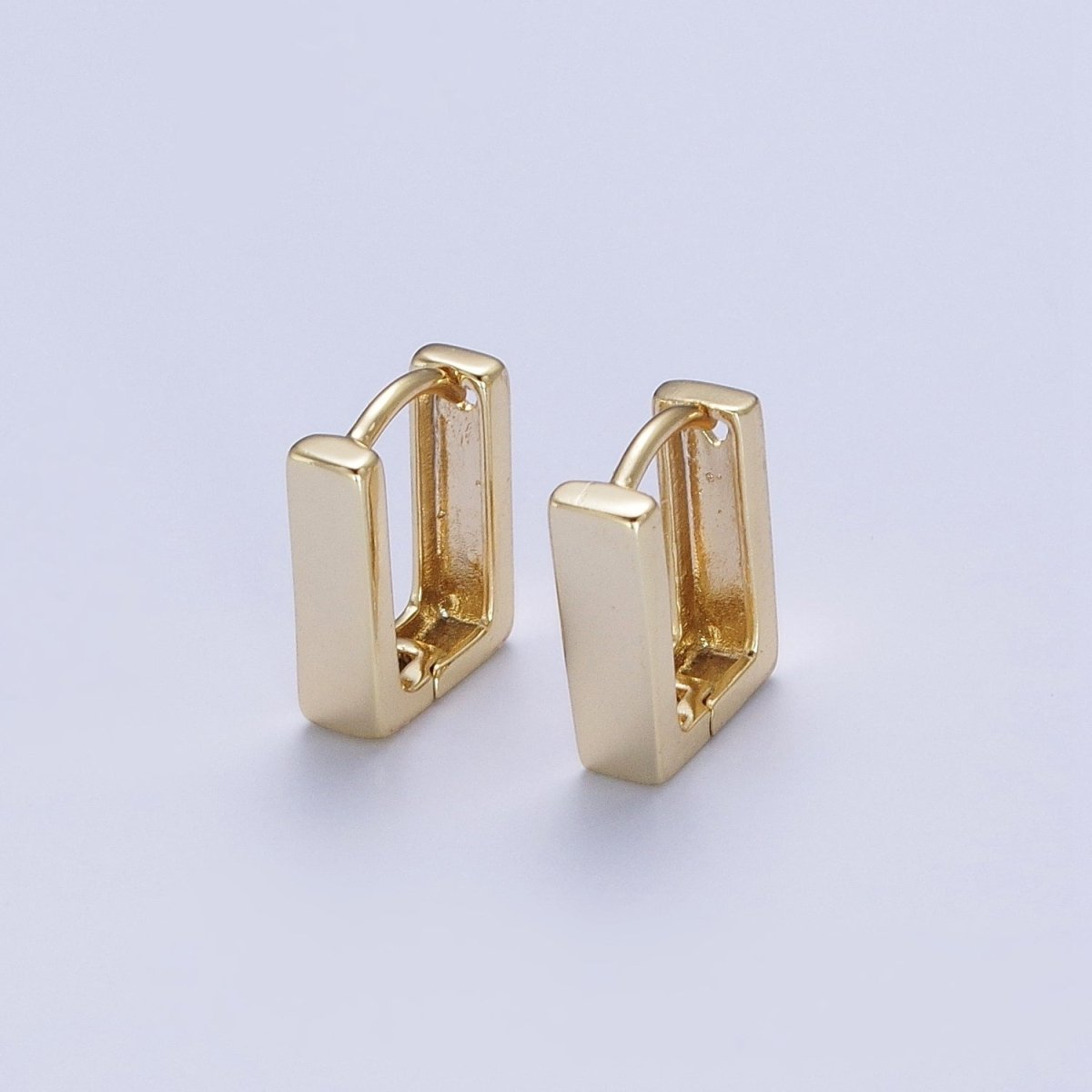 Modern Geometric Square Hoop Earrings in Gold Geometric Jewelry Rectangle Huggie Earring P-252 - DLUXCA