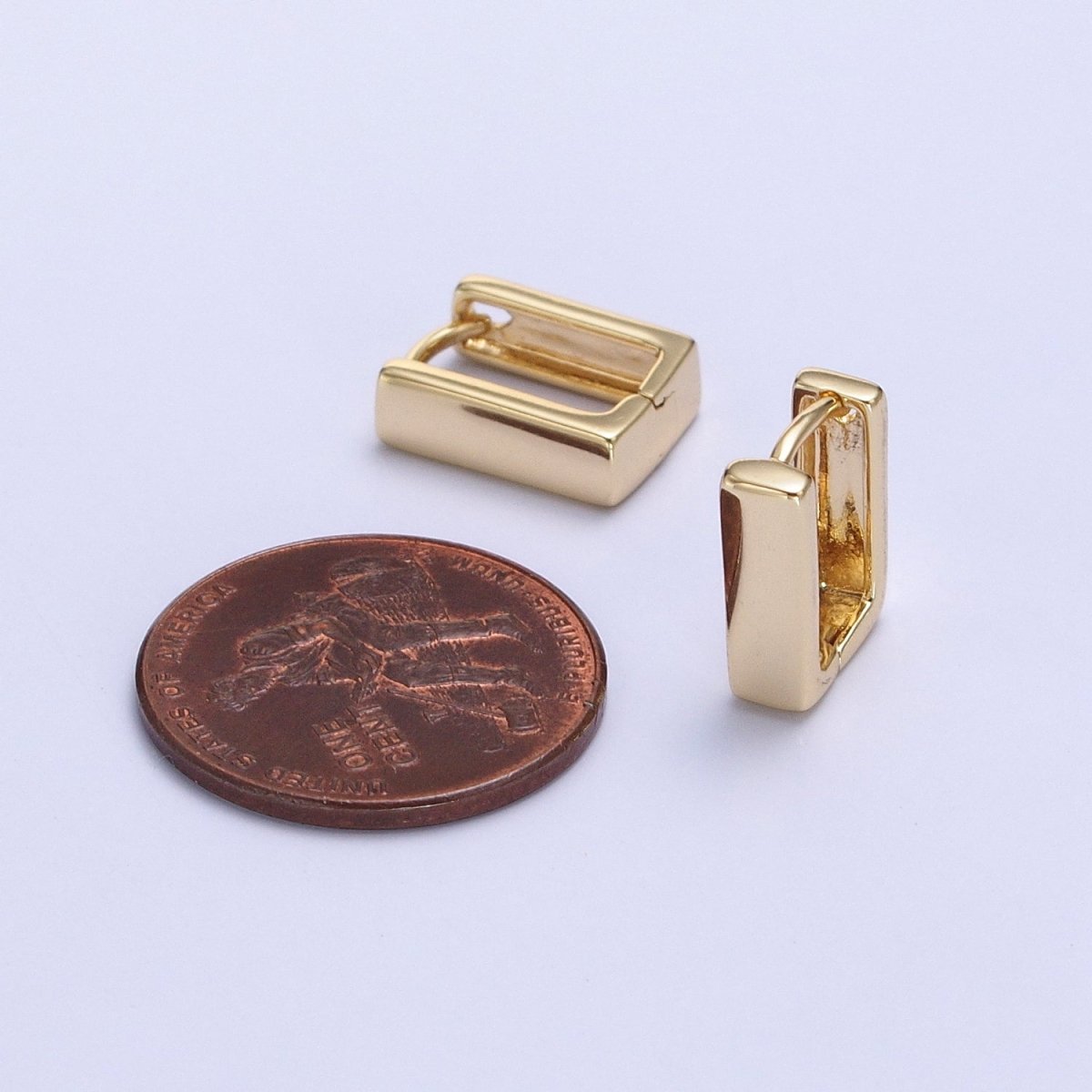 Modern Geometric Square Hoop Earrings in Gold, Silver Geometric Jewelry Rectangle Huggie Earring AB-305 AD-798 - DLUXCA
