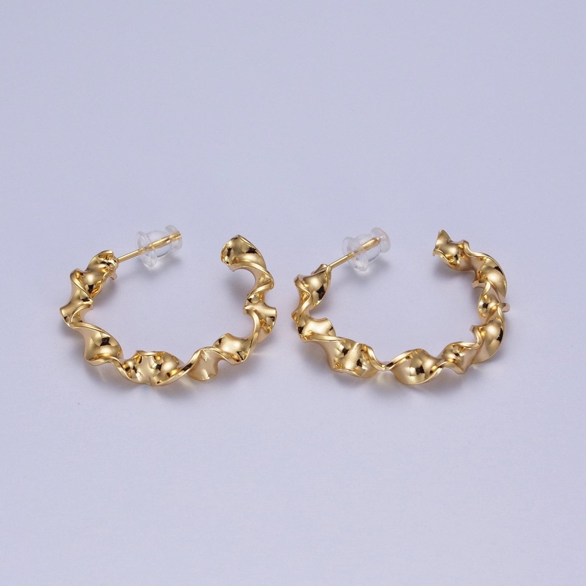 Modern Gold Hoop Earrings, Gold Hoops, Bold Hoop Earrings, Twisted Hoop Earrings, Dainty Hoops, Hammered Rustic Earring Y-065 - DLUXCA
