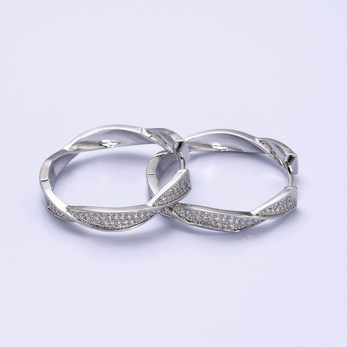 Modern Hoop Earring with Micro Pave Cz Twist Hoop in Gold Filled AB521 AB525 - DLUXCA