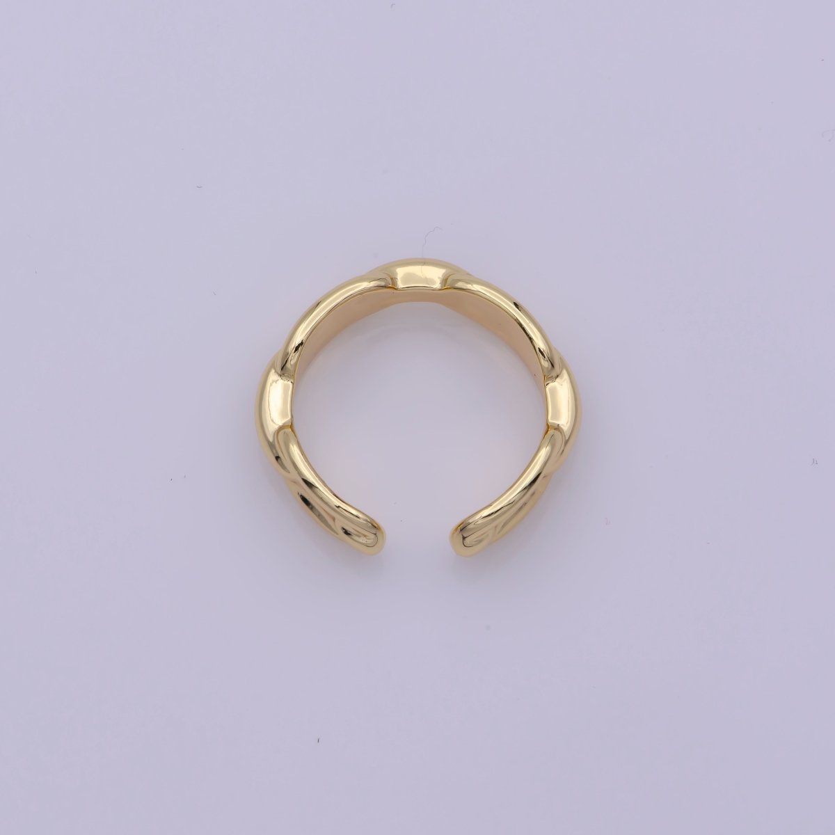 Modern Paper Clip Chain Link Ring Open Adjustable Gold Stackable Ring U-144 - DLUXCA