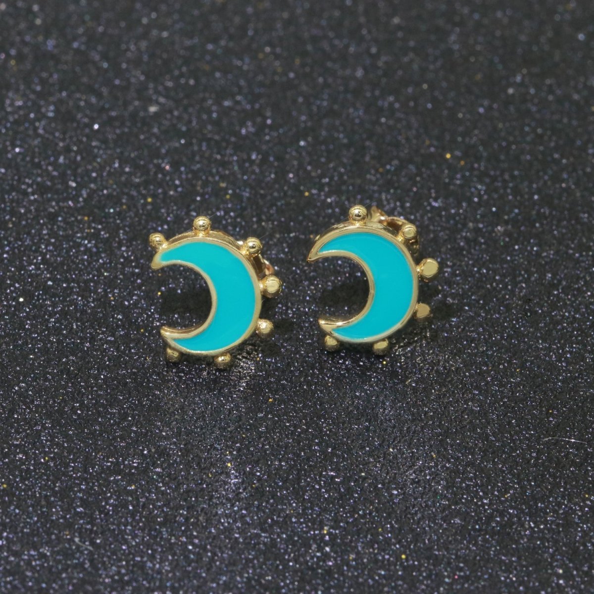 Moon Enamel Stud Earrings Gold Filled Cute Small Celestial Jewelry Hypoallergenic Stud Earrings for Women And Girls T-052~T-057 - DLUXCA