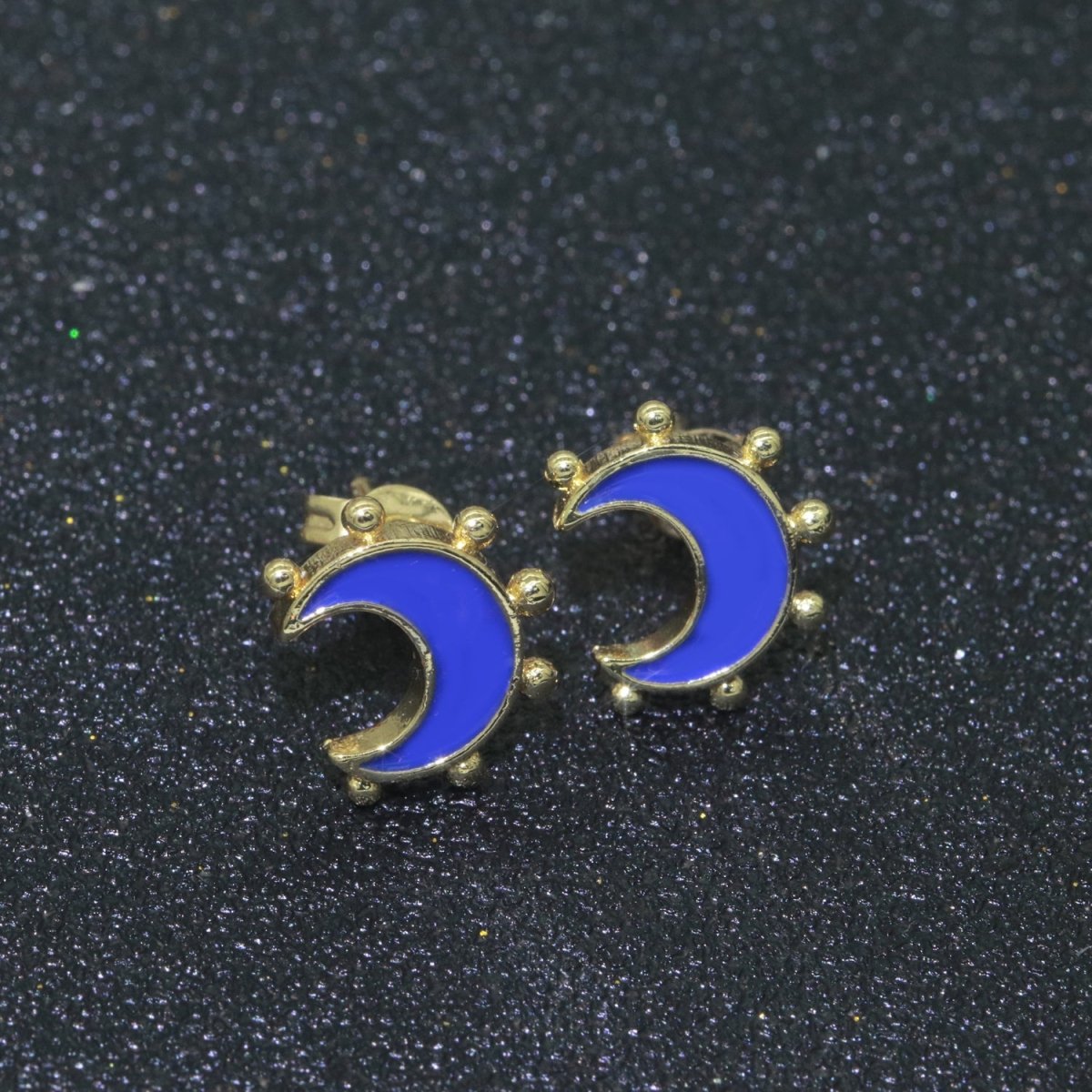 Moon Enamel Stud Earrings Gold Filled Cute Small Celestial Jewelry Hypoallergenic Stud Earrings for Women And Girls T-052~T-057 - DLUXCA