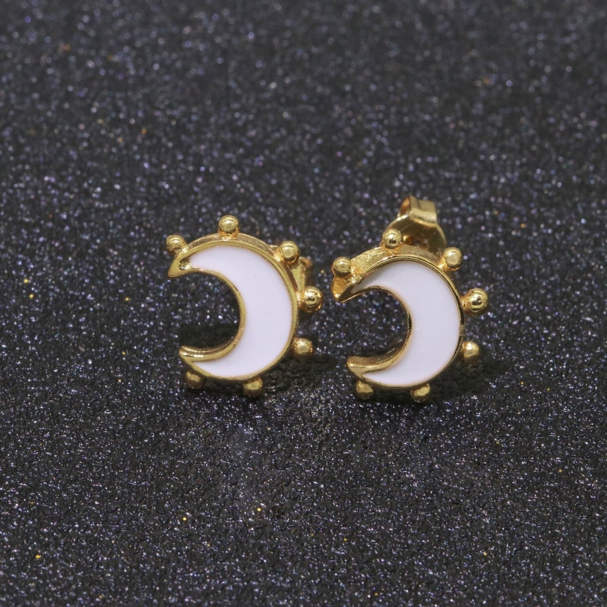 Moon Enamel Stud Earrings Gold Filled Cute Small Celestial Jewelry Hypoallergenic Stud Earrings for Women And Girls T-052~T-057 - DLUXCA