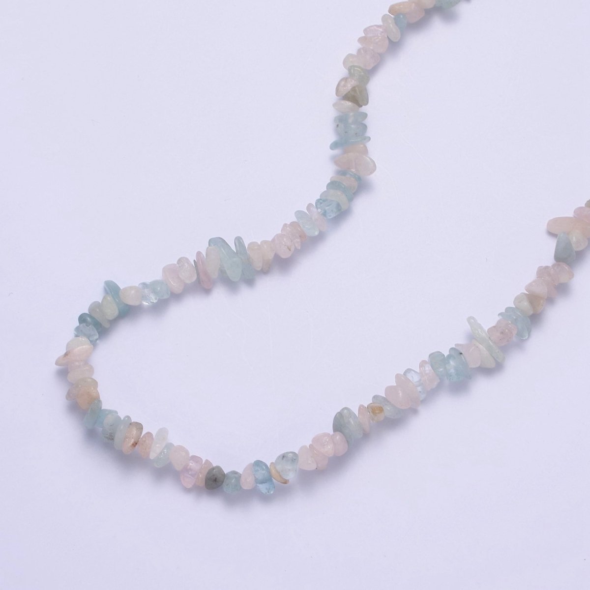 Morganite Chip Beaded Necklace 18 inch + 2 inch extender Necklace Healing Crystal Yoga Necklace Ready to Wear | WA-647 Clearance Pricing - DLUXCA