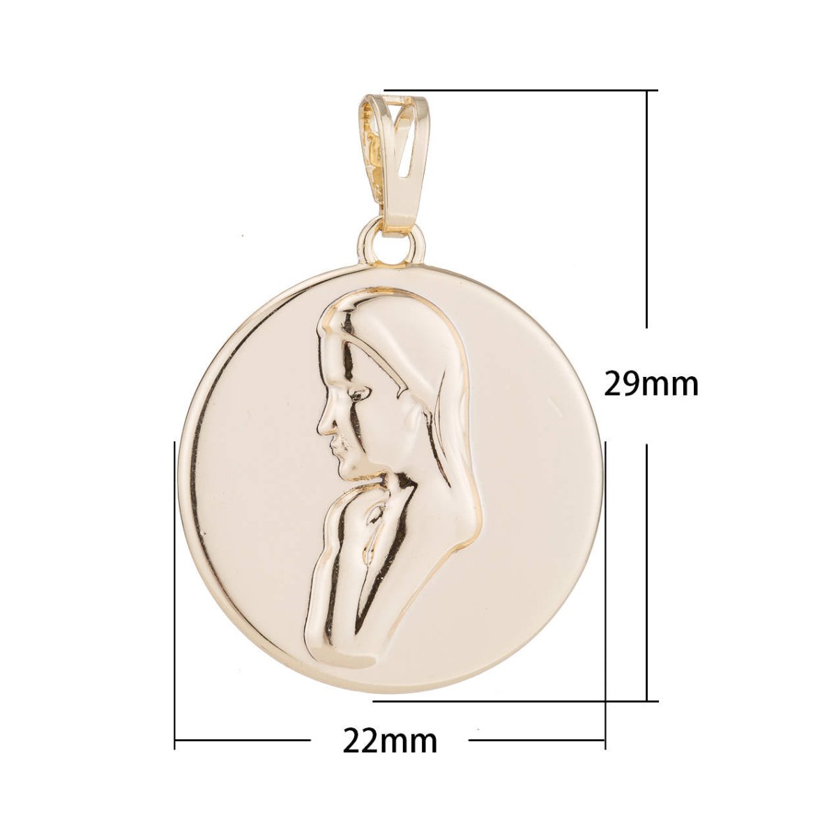 Mother Mary / Praying Lady Pendant Gold Plated Necklace - Oval Gold Pendant - Rose Gold Plated Pendant - Religious Pendant Charms J-747 - DLUXCA