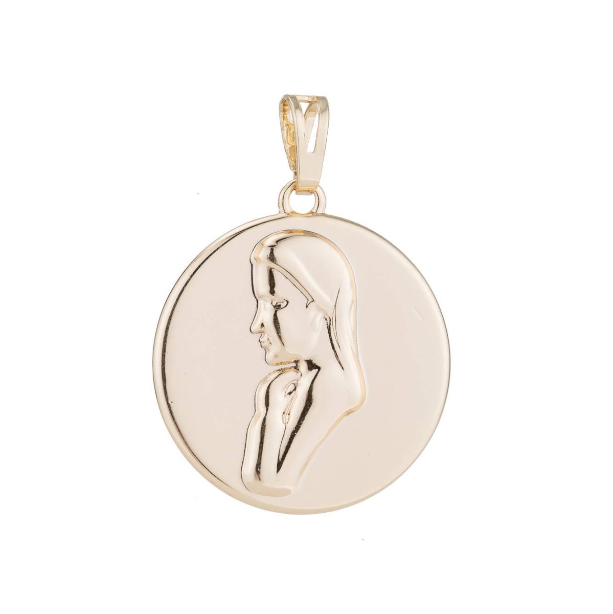 Mother Mary / Praying Lady Pendant Gold Plated Necklace - Oval Gold Pendant - Rose Gold Plated Pendant - Religious Pendant Charms J-747 - DLUXCA