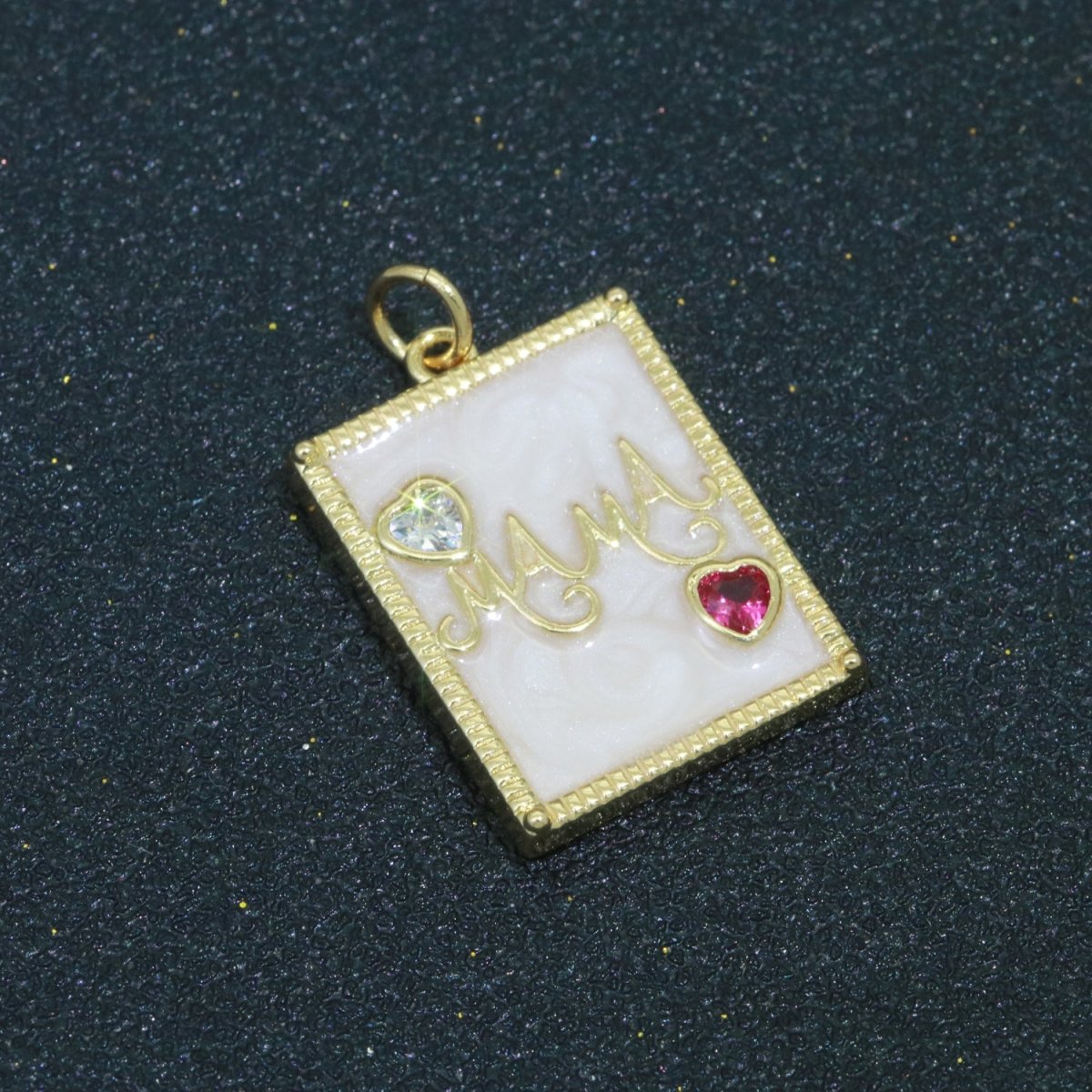 Mother of pearl Mama Letter Square Pendant Charm, Mother's day gift 24k Gold Filled Charm jewelry making for Necklace Supply M-520 M-521 - DLUXCA