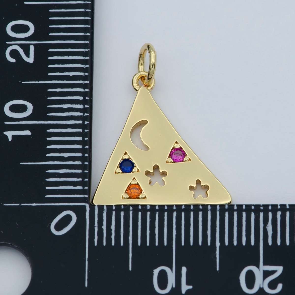Multi Color Cz Charm Dainty Triangle Charm Jewelry Gold Crescent Moon Galaxy Space star Charm Jewelry Making Supply M-357 - DLUXCA