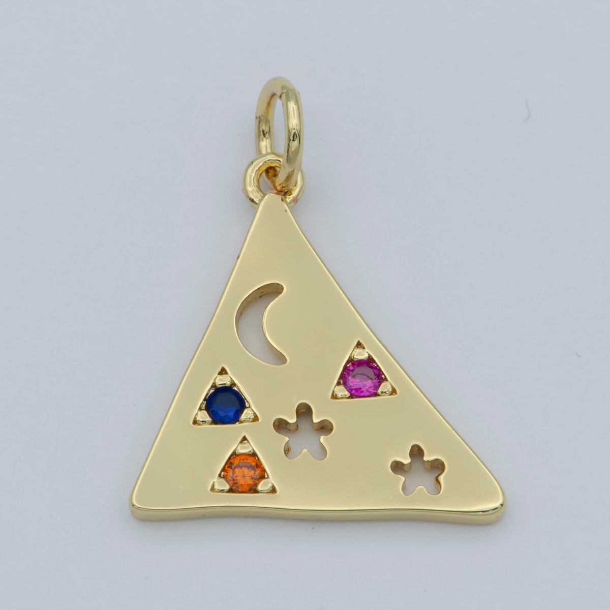 Multi Color Cz Charm Dainty Triangle Charm Jewelry Gold Crescent Moon Galaxy Space star Charm Jewelry Making Supply M-357 - DLUXCA
