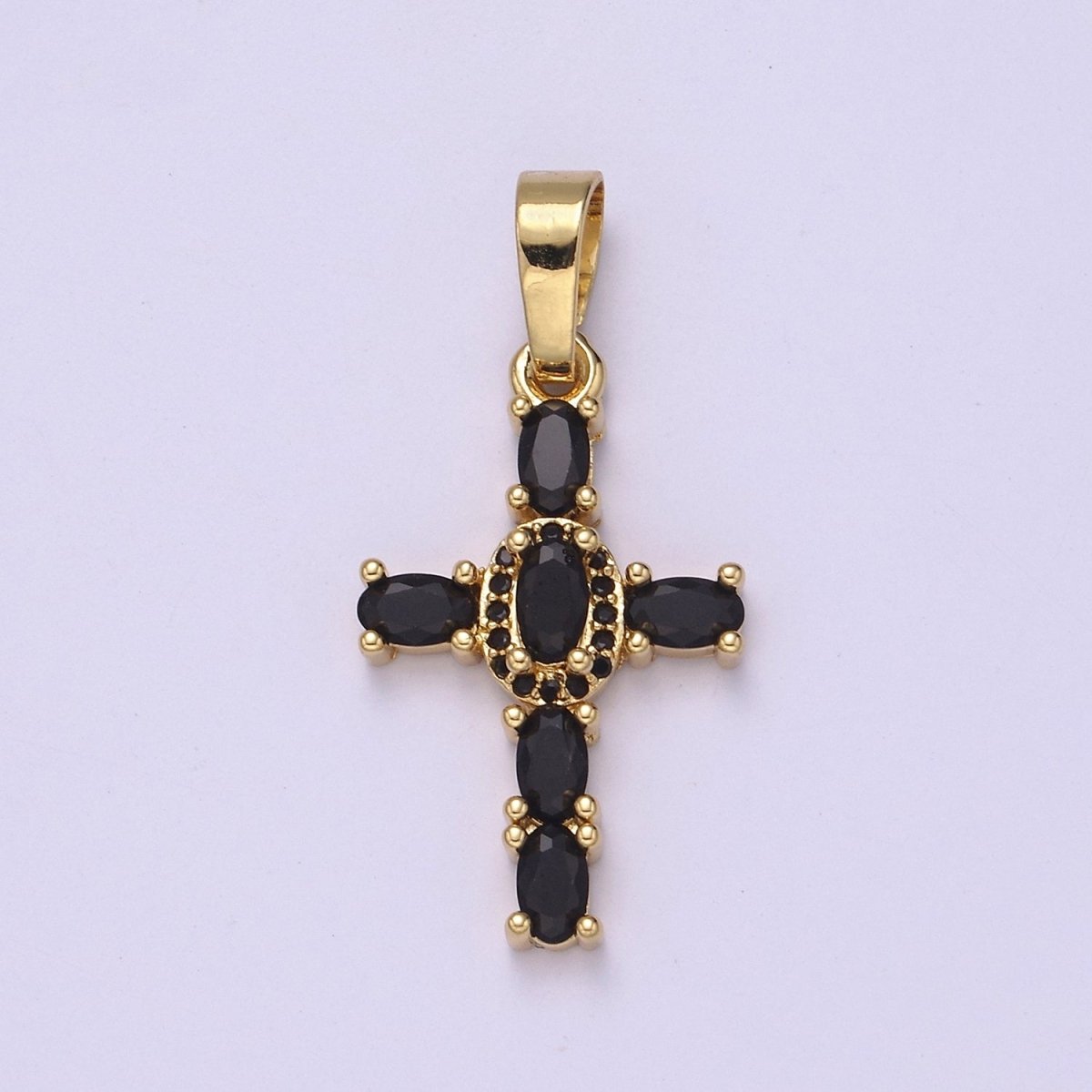 Multi Color CZ Cross Pendant, Holy Cross Charm Religious Minimalist Pendant in 24k Gold Fill I-031 I-082 I-083 I-091 I-104 N-537 - DLUXCA