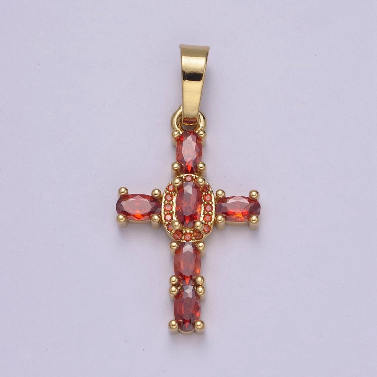 Multi Color CZ Cross Pendant, Holy Cross Charm Religious Minimalist Pendant in 24k Gold Fill I-031 I-082 I-083 I-091 I-104 N-537 - DLUXCA