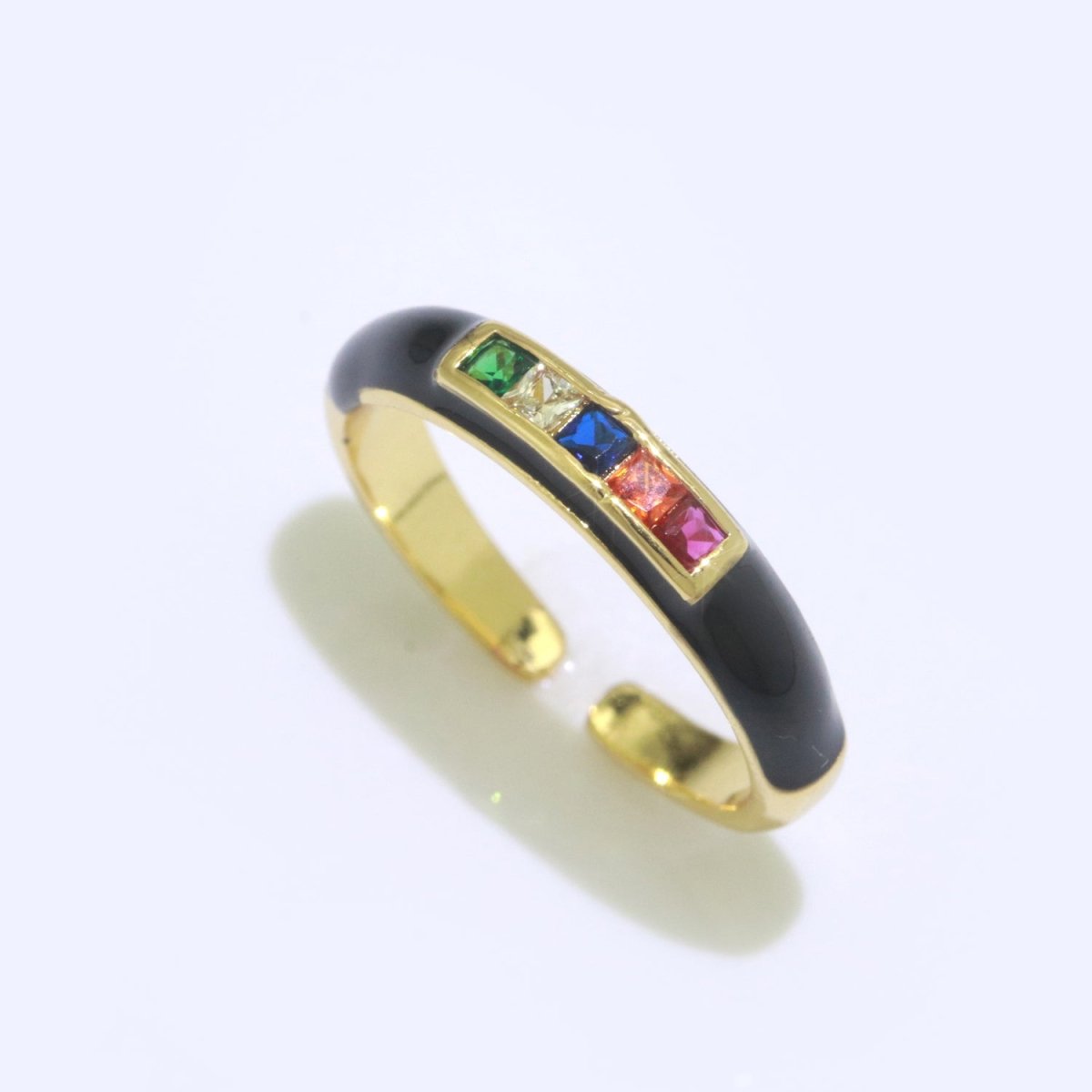 Multi Color Cz Ring Colorful Enamel Ring Open Adjustable in 14K Gold Filled S-110~S-119 - DLUXCA