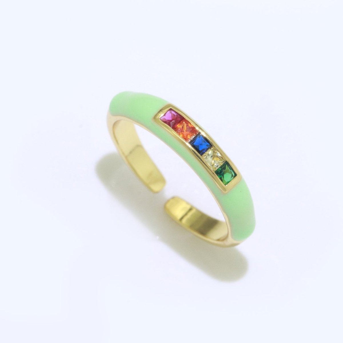Multi Color Cz Ring Colorful Enamel Ring Open Adjustable in 14K Gold Filled S-110~S-119 - DLUXCA
