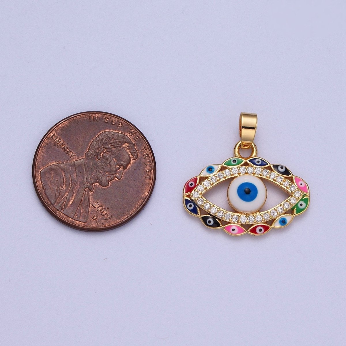 Multi Color Evil Eye Pendant in 16k Gold Filled for Amulet Jewelry X-690 - DLUXCA
