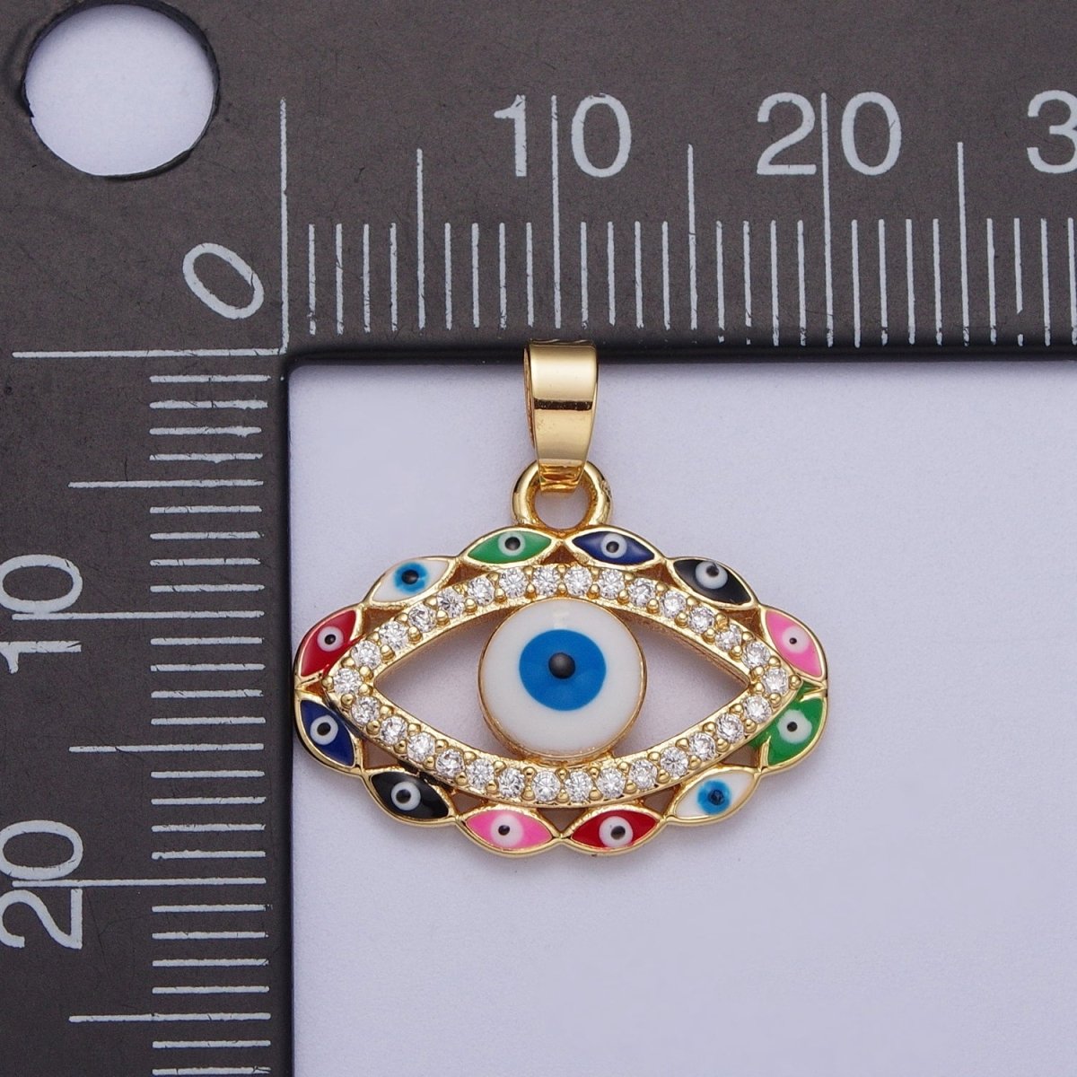Multi Color Evil Eye Pendant in 16k Gold Filled for Amulet Jewelry X-690 - DLUXCA
