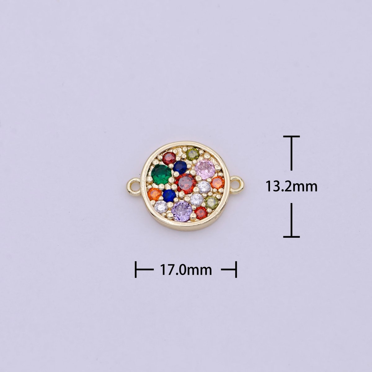 Multi Color Rainbow Mini Gold Round Charm Connector for Bracelet Necklace Component N-116 - DLUXCA