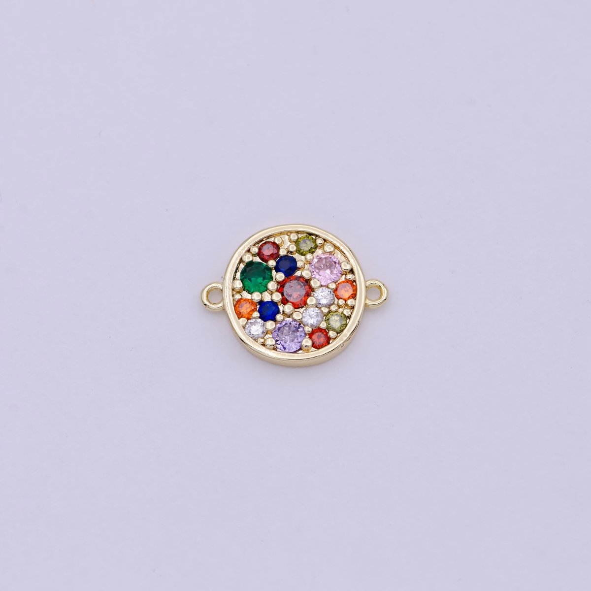 Multi Color Rainbow Mini Gold Round Charm Connector for Bracelet Necklace Component N-116 - DLUXCA