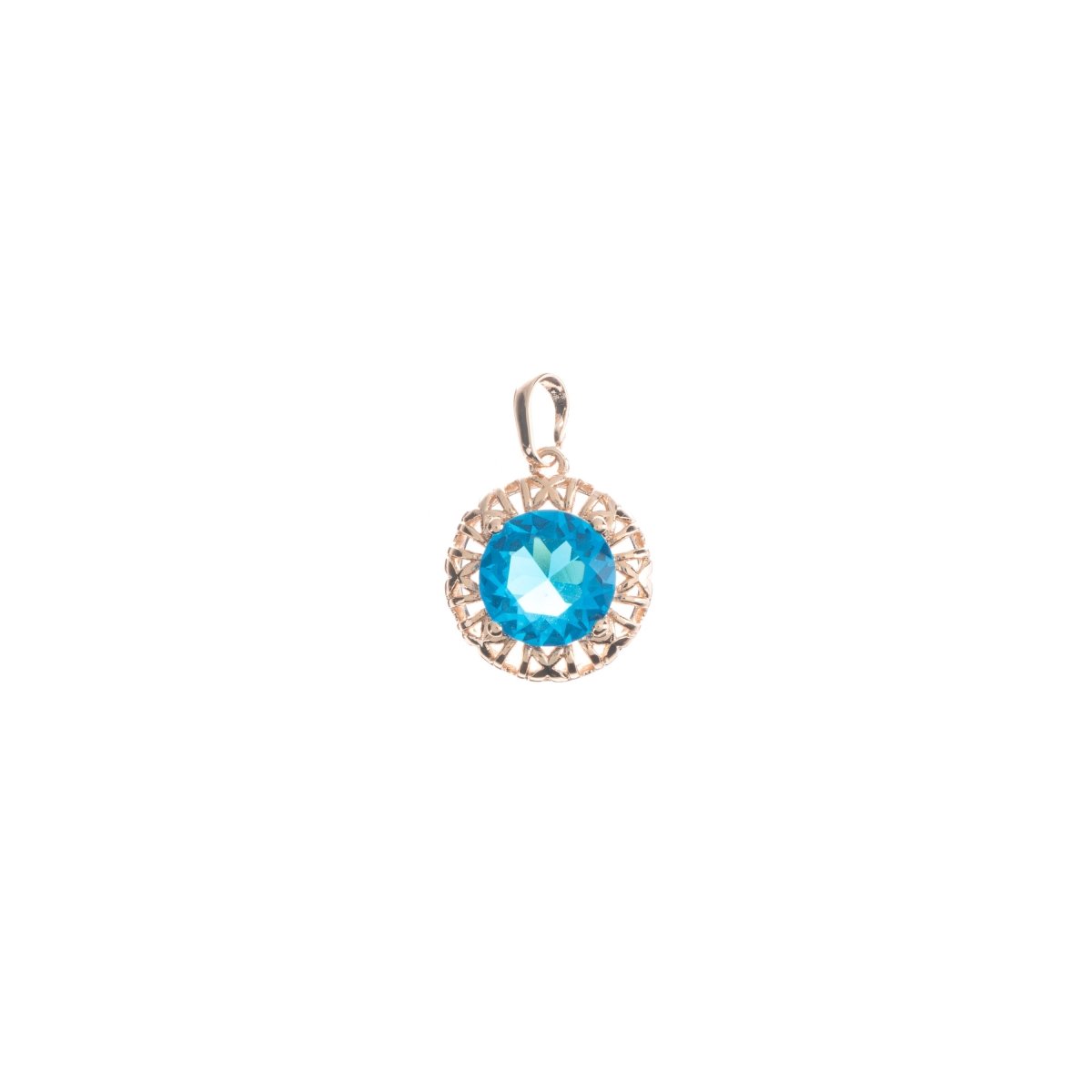 Multi-Colored Round Coin Cubic Zirconia Necklace Charm With Colored CZ Crystal Pendant On 18K Gold Filled for Gift Jewelry Making, I039 - DLUXCA