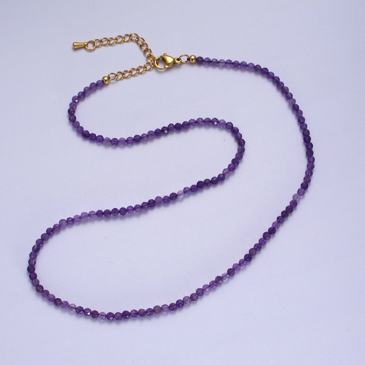 Multifaceted Matte 2.8mm Gemstone Bead 16 Inch Choker Necklace | WA-1469 - WA-1478 Clearance Pricing - DLUXCA