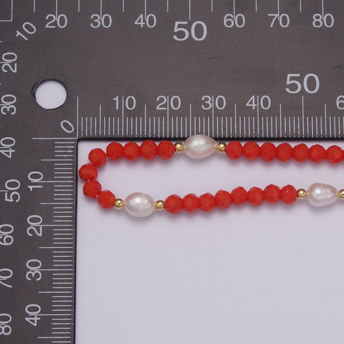 Multifaceted Red Bead Baroque Pearl 16.5 Inch Choker Chain Necklace | WA-450 Clearance Pricing - DLUXCA